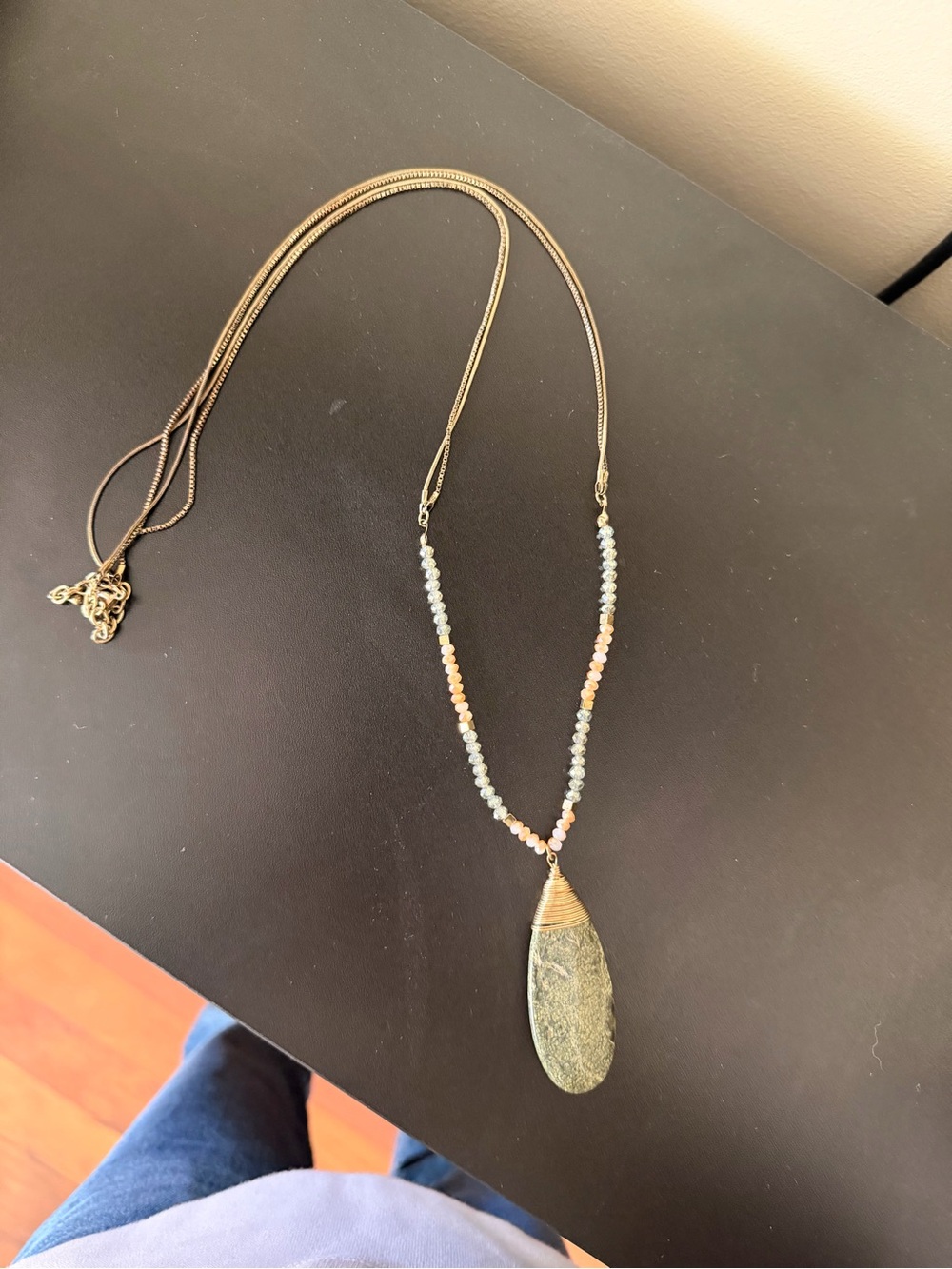 Earth tone long necklace